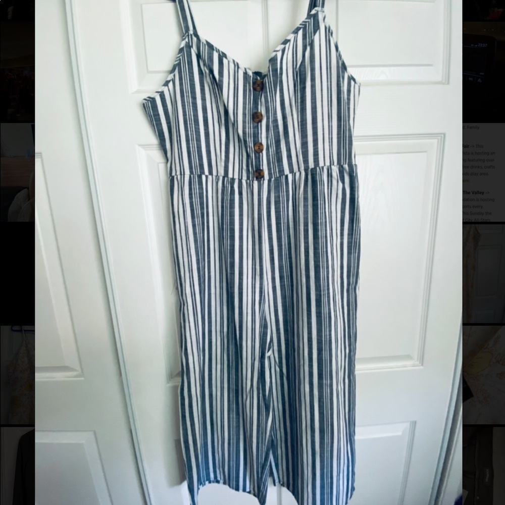 Cotton On Striped White and Blue Romper